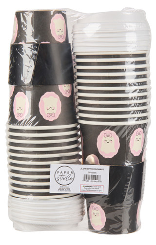 Thumbnail 2: PAPER STUDIO 24 Pk Ghost Printed Cups w/ Lids & Sleeves 