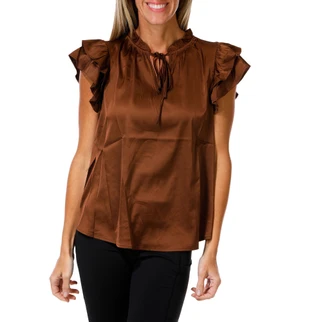Thumbnail 1: Fifty Street Women's Ruffle Chiffon Like Top  