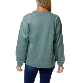 Thumbnail 2: Chenault Women's Harvest Pumpkin & Leaf Applique Fleece Top 