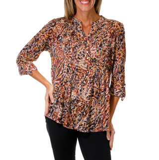 Thumbnail 1: Kate Park Women's Split Neck Studded Blouse 