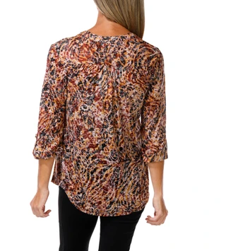 Thumbnail 2: Kate Park Women's Split Neck Studded Blouse 