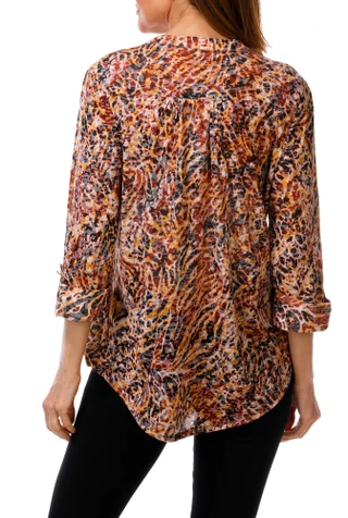 Thumbnail 2: Kate Park Women's Split Neck Studded Blouse 