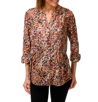 Thumbnail 1: Kate Park Women's Split Neck Studded Blouse 