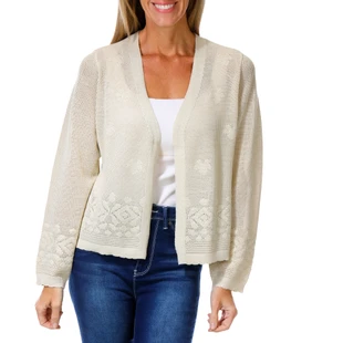 Thumbnail 1: Kathy Ireland Women's Shimmer Open Front Cardigan  