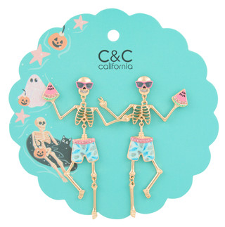 Thumbnail 1: C&C California Summerween Dancing Skeleton Earrings 