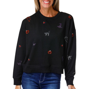 Thumbnail 1: Marled Women's Halloween Themed Rhinestone Fleece Top 