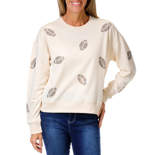 Thumbnail 1: Marled Women's Rhinestone Footballs Fleece Top 