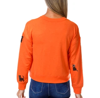 Thumbnail 3: Marled Women's Petite Sequined Black Cats Fleece Top 