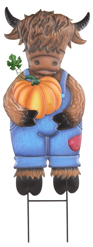 Thumbnail 1: Autumn Gatherings 30 in Highland Cow Metal Garden Stake 