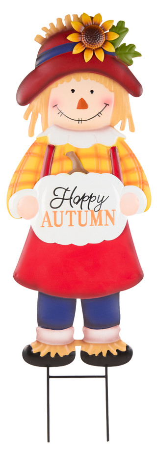 Thumbnail 1: Autumn Gatherings 33 in Happy Autumn Scarecrow Metal Garden Stake 