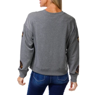 Thumbnail 2: Marled Women's Sequined Footballs Fleece Sweatshirt 