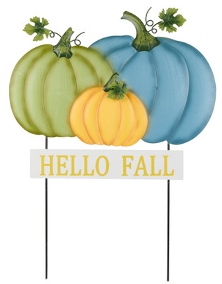 Thumbnail 1: Autumn Gatherings 26 in Harvest Hello Fall Pumpkins Yard Stake 