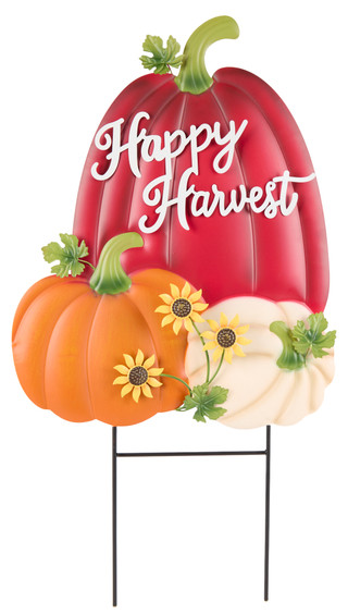 Thumbnail 1: Autumn Gatherings 14.5x27 Happy Harvest Metal Garden Stake 