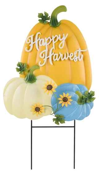 Thumbnail 1: Autumn Gatherings 27 in Happy Harvest Pumpkins Yard Stake 