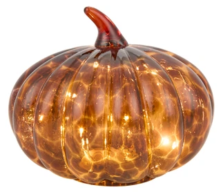 Thumbnail 2: Autumn Gatherings 6 in Harvest Glass LED Light- Up Pumpkin 