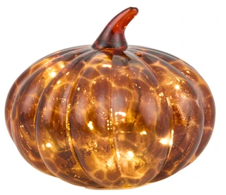 Thumbnail 1: Autumn Gatherings 6 in Harvest Glass LED Light- Up Pumpkin 