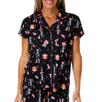Thumbnail 3: TRICK OR TREAT SLEEP Women's 2 Pc Printed Pajama Shorts Set 