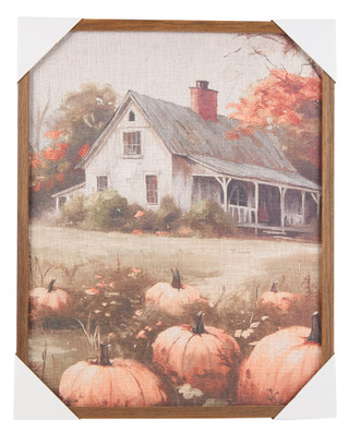 Thumbnail 1: Autumn Gatherings 16x20 Pumpkin Country House Wall Art 