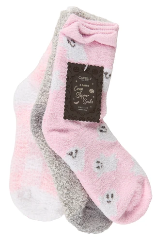 Thumbnail 1: Capelli New York Women's 3 Pk Crazy Slipper Socks 