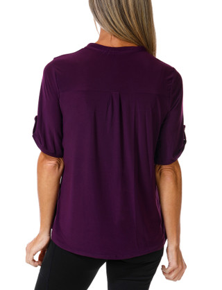 Thumbnail 2: PerSeption Women's Double Pockets Split-Neck Top 