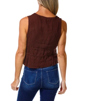 Thumbnail 2: Ellen Tracy Women's Sleeveless Front Tie Peplum Top 