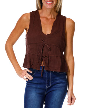 Thumbnail 1: Ellen Tracy Women's Sleeveless Front Tie Peplum Top 