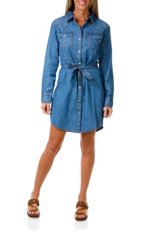 Thumbnail 1: Wrangler Juniors Western Snap Denim Dress 