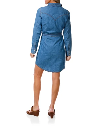 Thumbnail 2: Wrangler Juniors Western Snap Denim Dress 