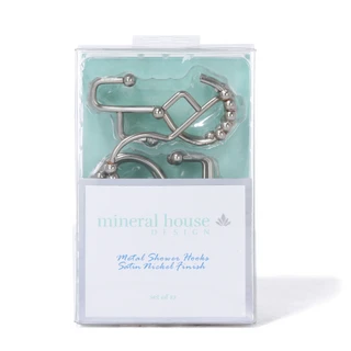 Thumbnail 1: Mineral House Design 12 Pk Satin Nickel Metal Shower Hooks 