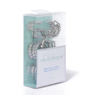Thumbnail 2: Mineral House Design 12 Pk Satin Nickel Metal Shower Hooks 