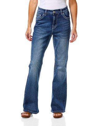 Thumbnail 2: Shiloh Sky Women's Bling Back Pocket Bootcut Jeans 