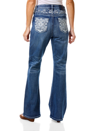 Thumbnail 1: Shiloh Sky Women's Bling Back Pocket Bootcut Jeans 