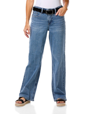 Thumbnail 1: Royalty For ME Women's Wide Leg Jeans w/ Black Belt 