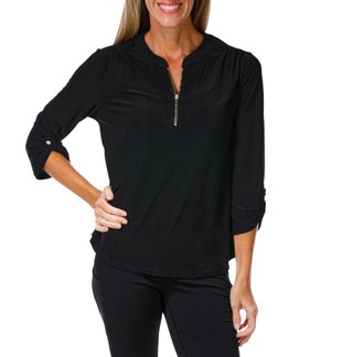 Thumbnail 1: Joie De Vivre Women's 3/4 Sleeve Quarter Zip Top 