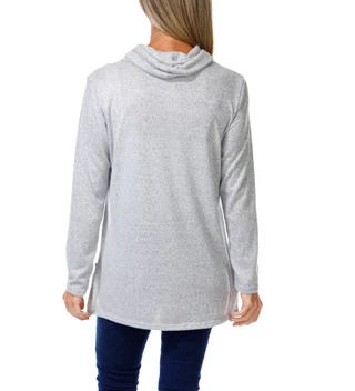 Thumbnail 2: Simply Ruby  Women's Heathered Cowl Neck Top  