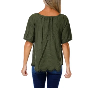 Thumbnail 2: AGB Women's Tie Front Crochet Top  