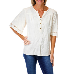 Thumbnail 1: AGB Women's Split Neck Henley Top 
