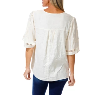 Thumbnail 3: AGB Women's Split Neck Henley Top 
