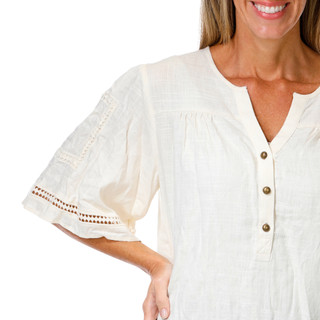 Thumbnail 4: AGB Women's Split Neck Henley Top 