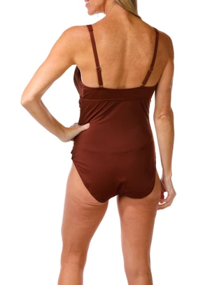 Thumbnail 2: Anna Cole Women's One Piece Ruched Sides Notch Front Swimsuit 
