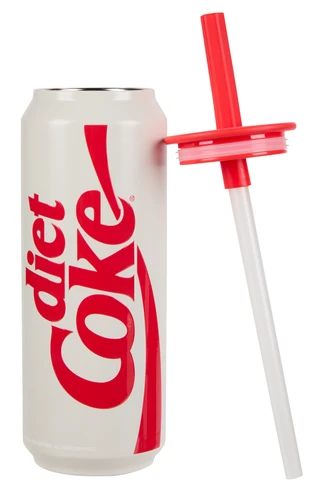 Thumbnail 2: Silver Buffalo 17 oz Stainless Steel Diet Coke Tumbler w/ Straw 