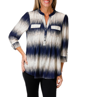 Thumbnail 1: Ava & Grace Women's Split Neck Double Pocket Top 