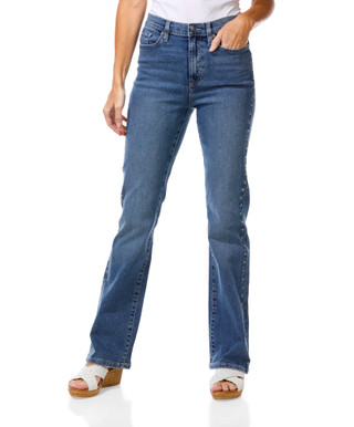 Thumbnail 1: DKNY Women's High Rise Studded Bootcut Jeans 