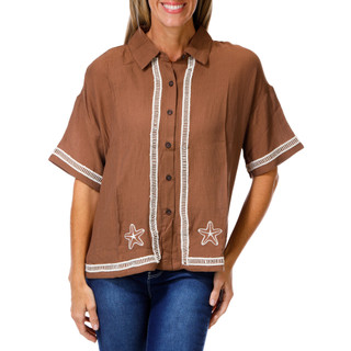 Thumbnail 1: The Workshop Women's Embroidered Button Down Shirt 