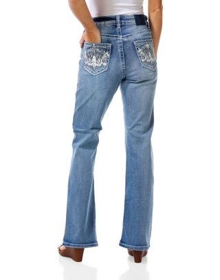 Thumbnail 1: Shiloh Sky Women's Bling Back Pocket Bootcut Jeans 