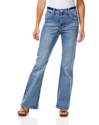 Thumbnail 2: Shiloh Sky Women's Bling Back Pocket Bootcut Jeans 