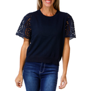 Thumbnail 1: Nanette Lepore Women's Eyelet Sleeve Knit Top 