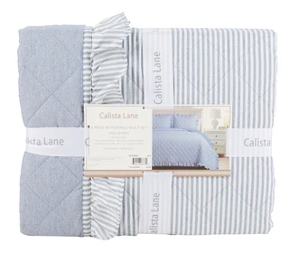 Thumbnail 2: Calista Lane  Full/Queen 3 Pc Reversible Quilt Set 