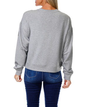 Thumbnail 2: Marled Women's Halloween Rhinestone Skulls & Bows Fleece Sweatshirt 