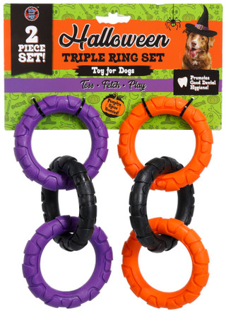 Thumbnail 1: Bow Wow Pet 2 Pc Triple Ring Pumpkin Spice Scented Dog Toys  
